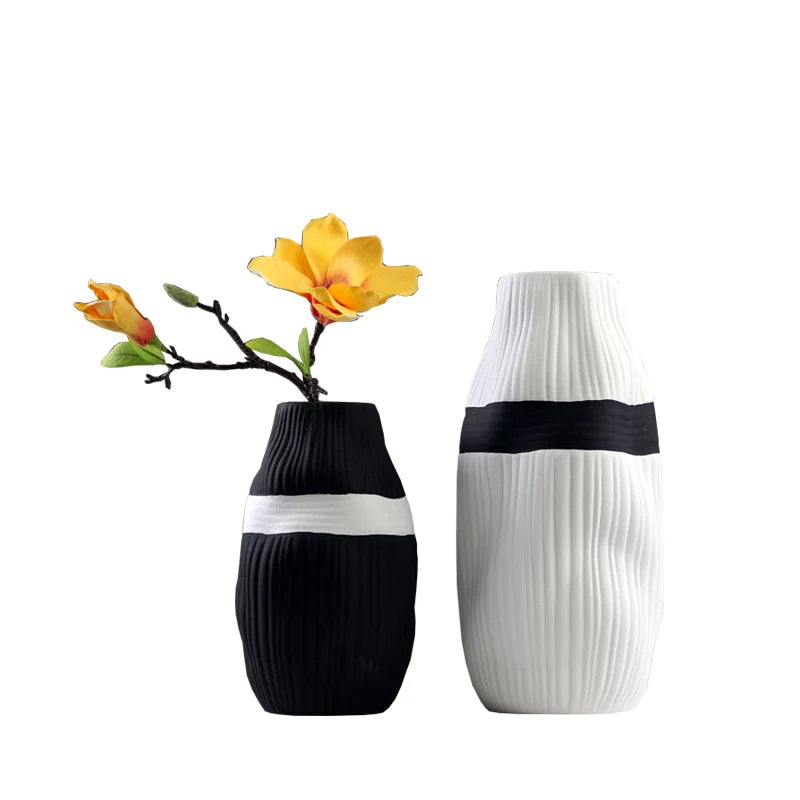 Ceramic Vase Stripe Irregular Handmade Flower