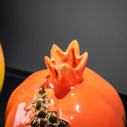 Ceramic Vase Simulation Pomegranate Fruit Golden