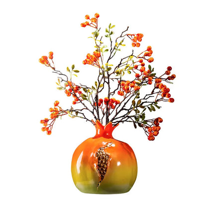 Ceramic Vase Simulation Pomegranate Fruit Golden