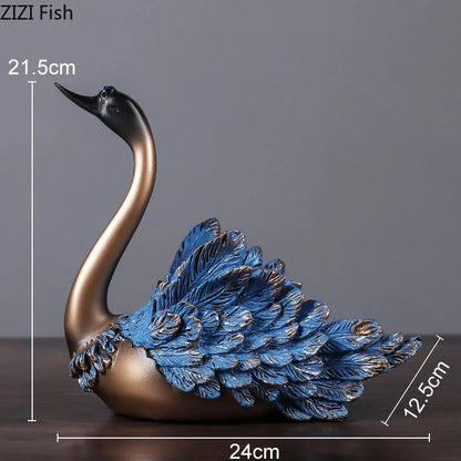 Blue Feathered Swan Desk Decoration