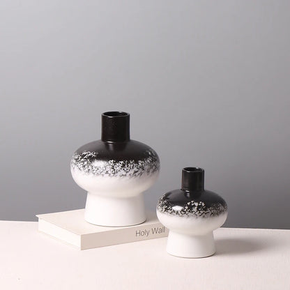 Ceramics Vase Black and White Gradient Handmade Chinese Style