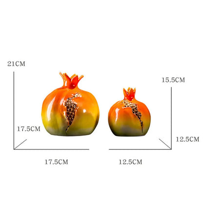 Ceramic Vase Simulation Pomegranate Fruit Golden