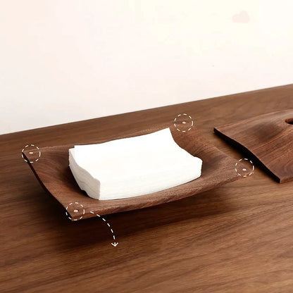 Natural Walnut Wood Tissue Box