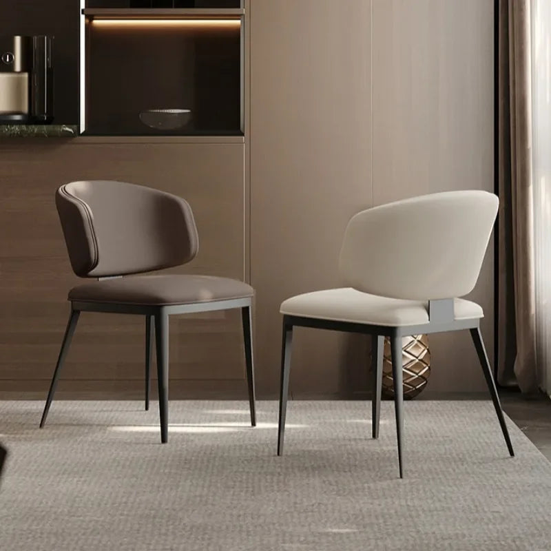 Modern dining chairs with black metal legs