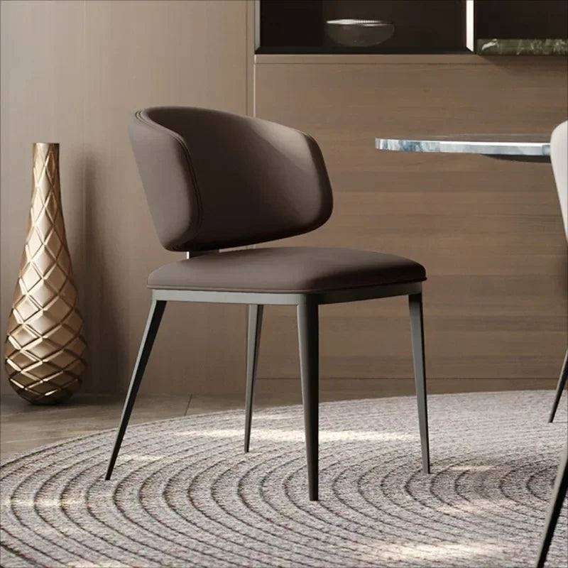 Modern dining chairs with black metal legs