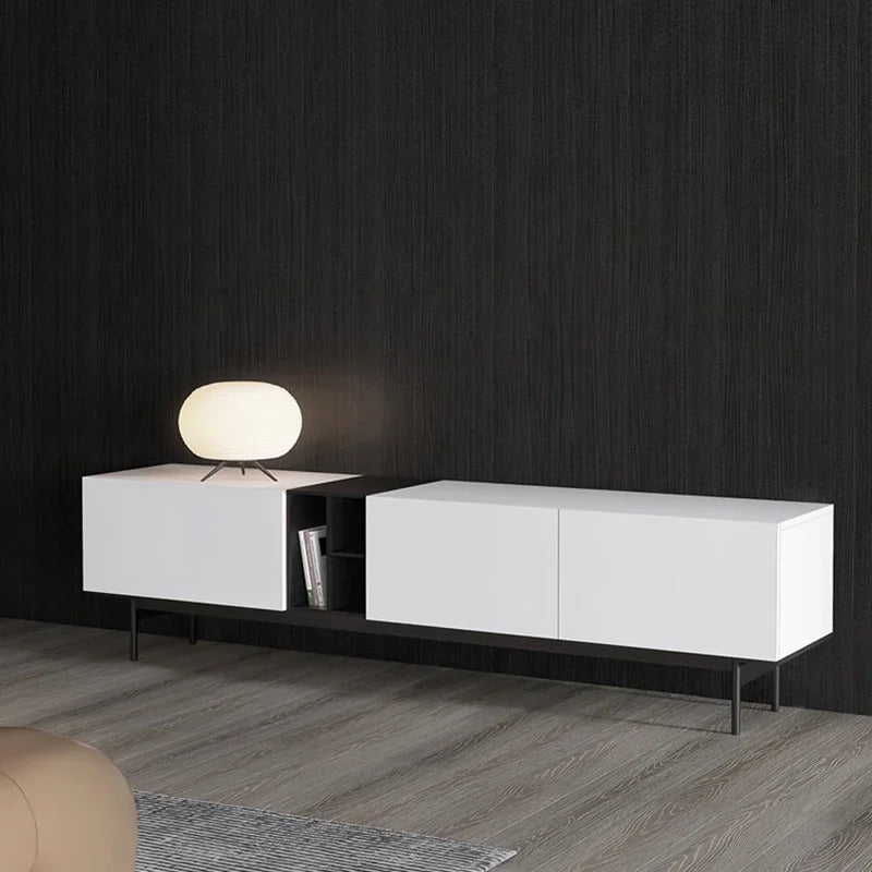 Aesthetic TV cabinet on the floor with luxury minimalist background