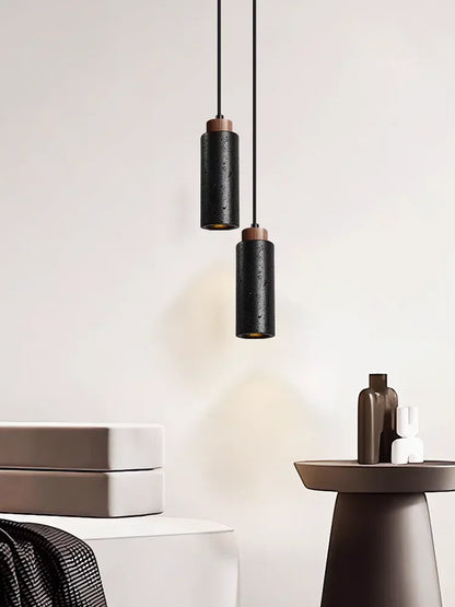 Black Marble Pendant Light Wabi Sabi Limestone