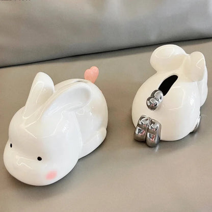 Cute Fat Rabbit Shape Ceramic Tissue Box