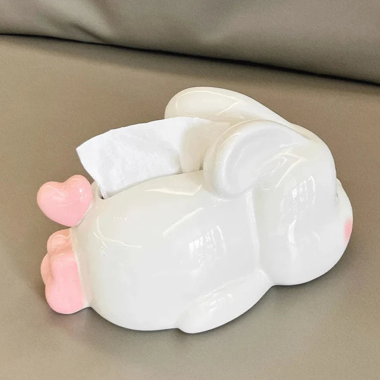 Cute Fat Rabbit Shape Ceramic Tissue Box