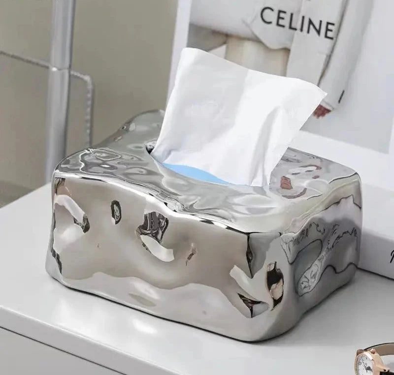 Irregular surface ceramic tissue boxes