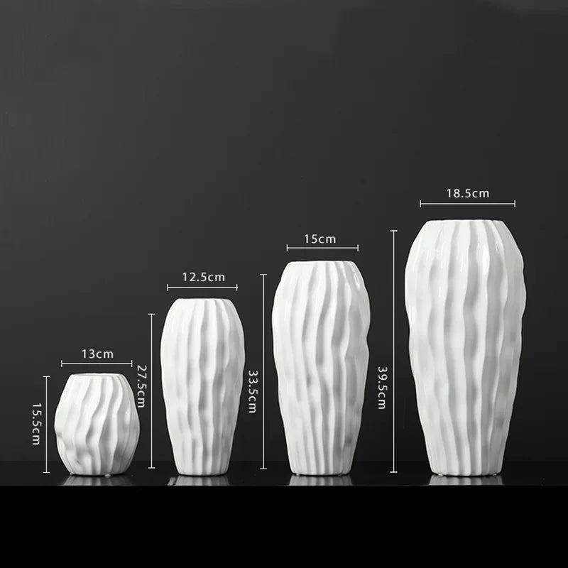 Ceramic Vase White Wave Pattern Irregular Flower