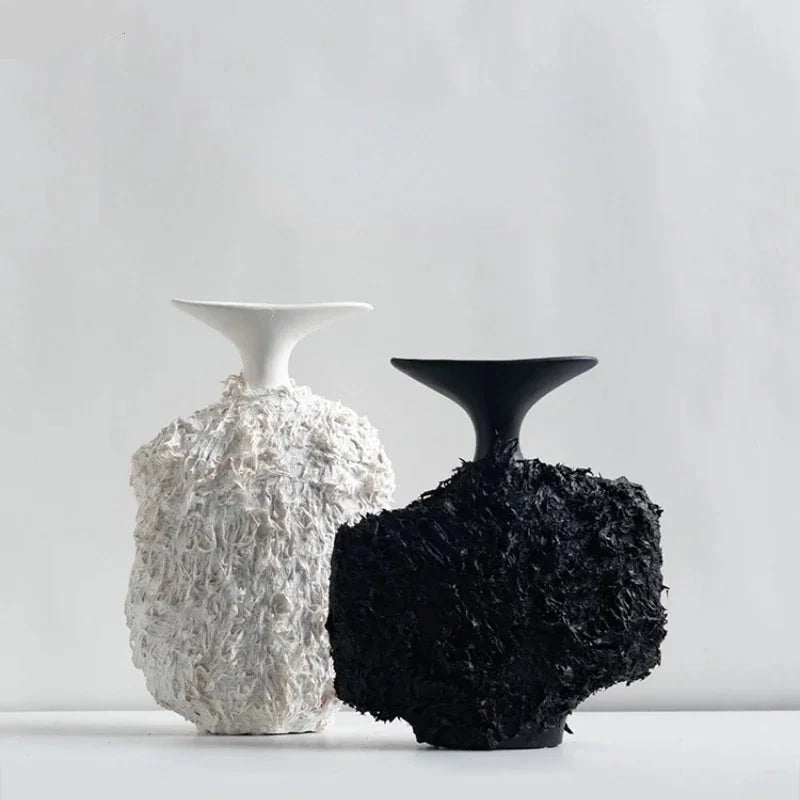 Black and white ceramic vase