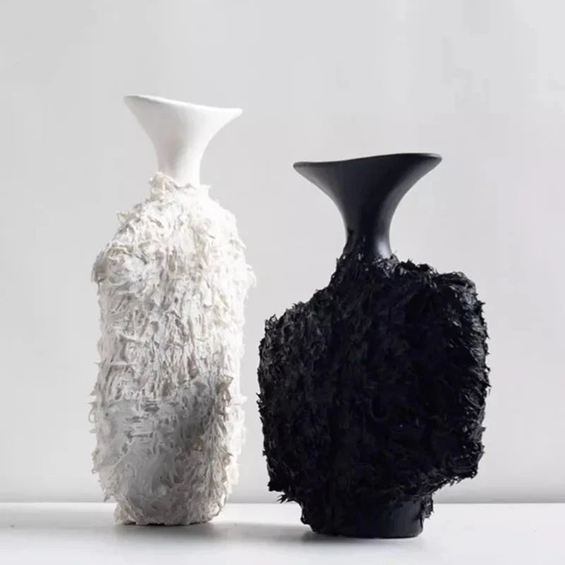 Black and white ceramic vase