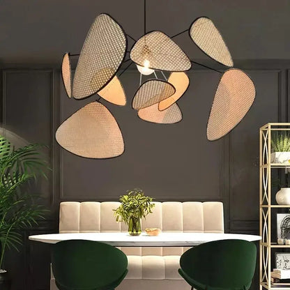 Bamboo Wood Cane Screen Chandelier