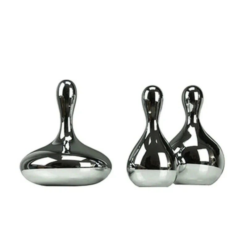 Silver Teardrop Glass Bowling Pins