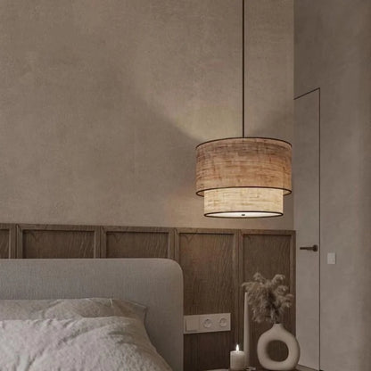 American Fabric LED Pendant Light Wabi-Sabi Style