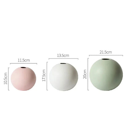 Round spherical shape ceramic vase for flowers