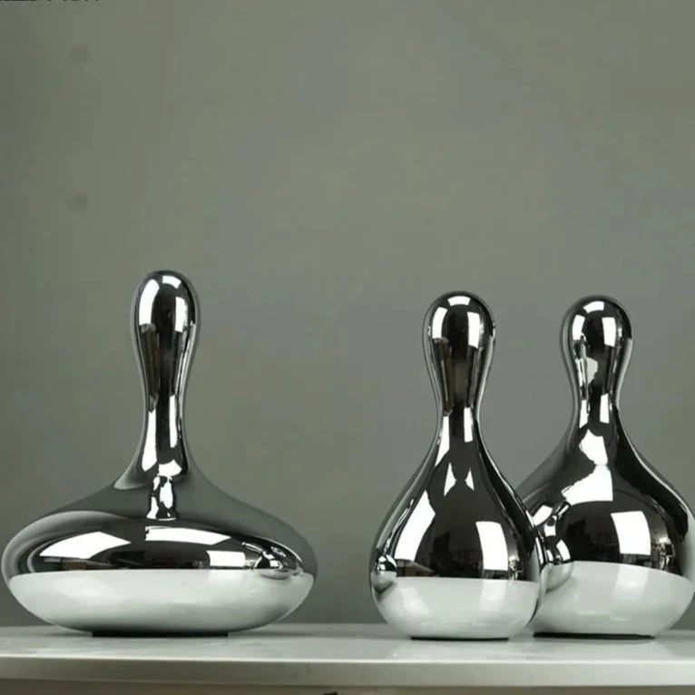 Silver Teardrop Glass Bowling Pins