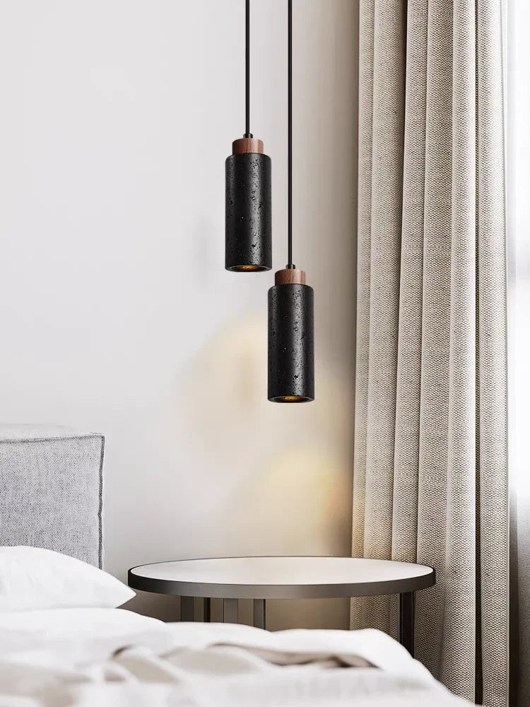 Black Marble Pendant Light Wabi Sabi Limestone