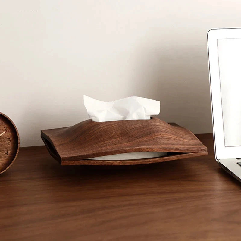 Natural Walnut Wood Tissue Box