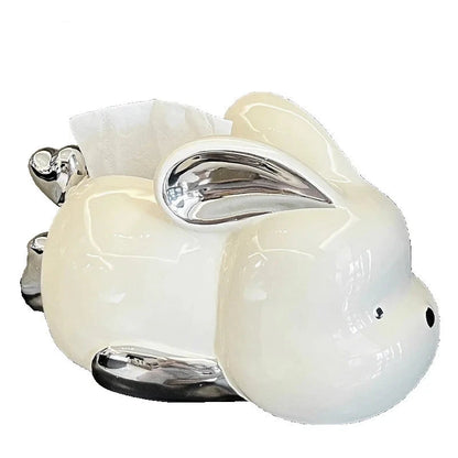 Cute Fat Rabbit Shape Ceramic Tissue Box