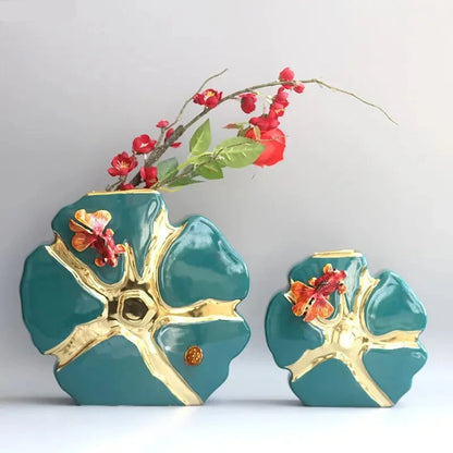 Lotus leaf shaped ceramic vase