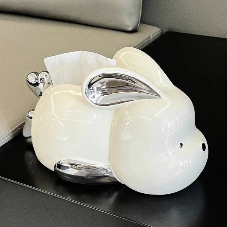 Cute Fat Rabbit Shape Ceramic Tissue Box