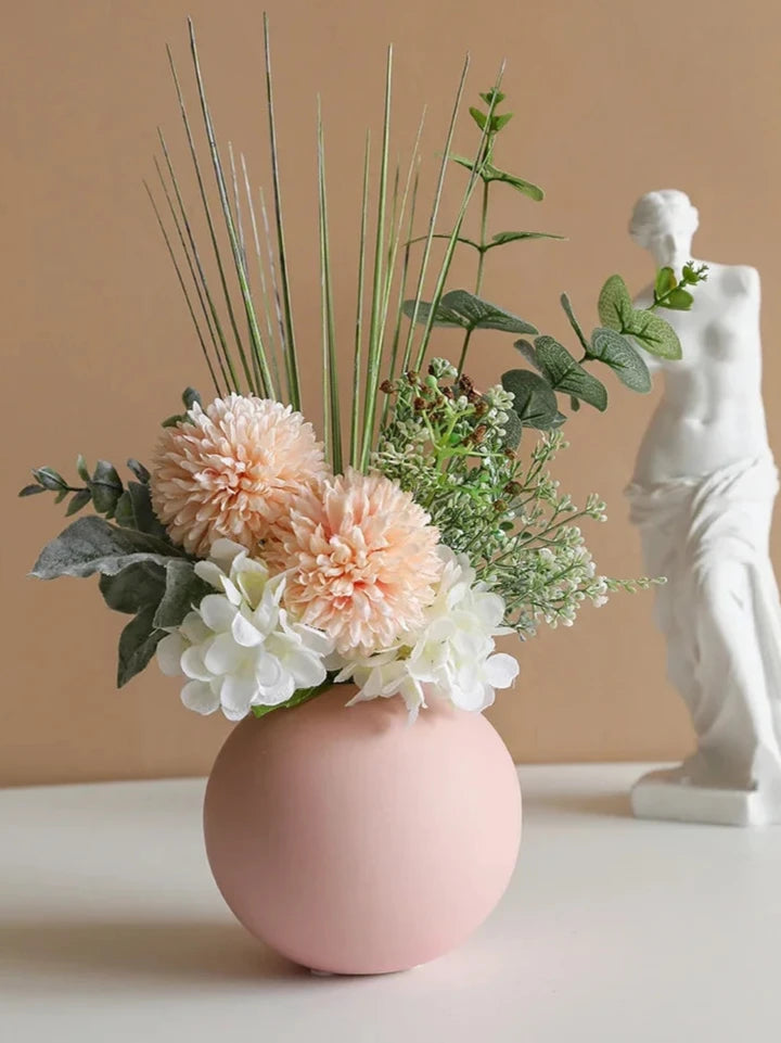 Round spherical shape ceramic vase for flowers