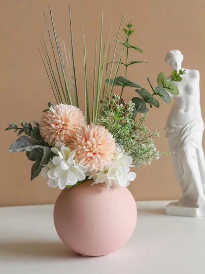 Round spherical shape ceramic vase for flowers