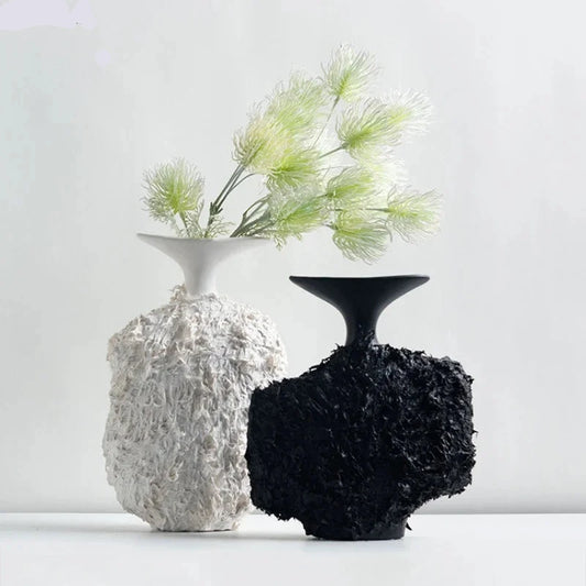 Black and white ceramic vase