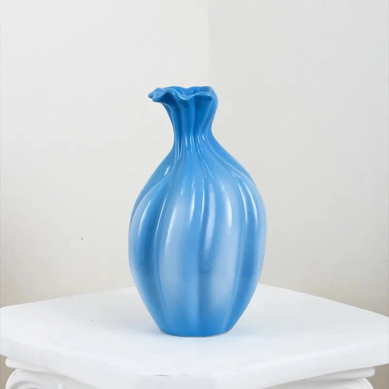 Blue Ceramic Vase Hydroponic Flower Vase