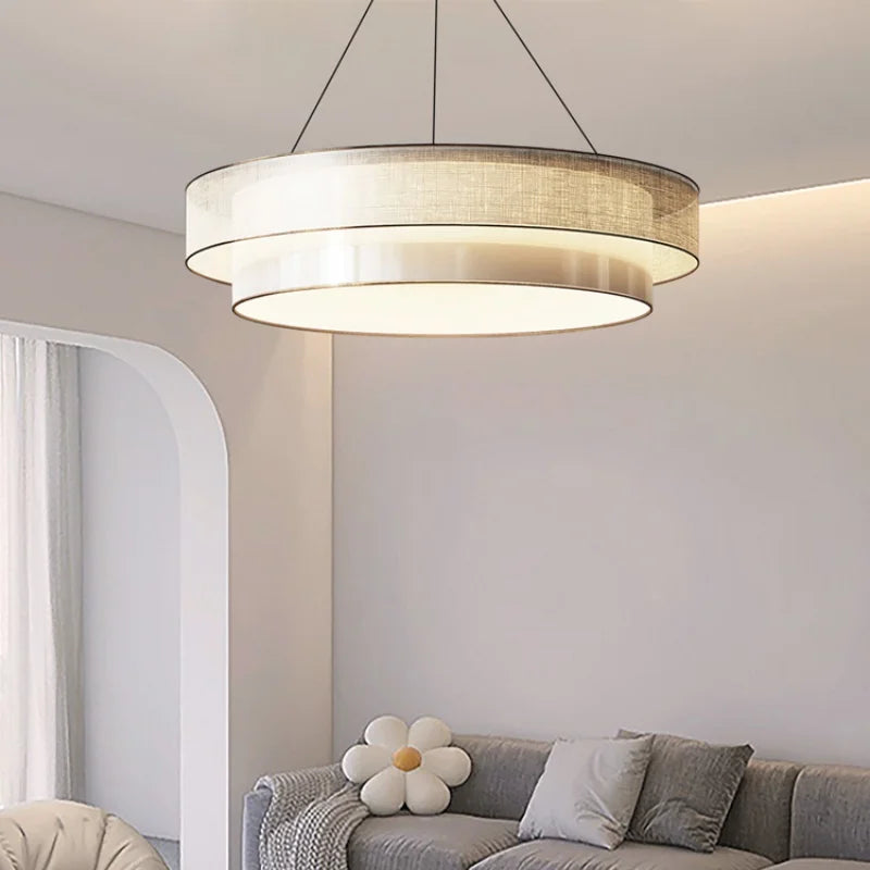 Simple circular fabric chandelier