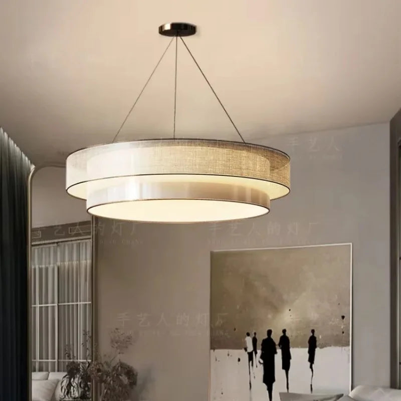 Simple circular fabric chandelier