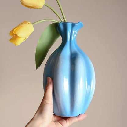 Blue Ceramic Vase Hydroponic Flower Vase