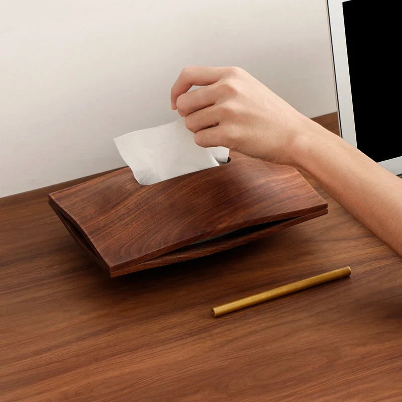 Natural Walnut Wood Tissue Box