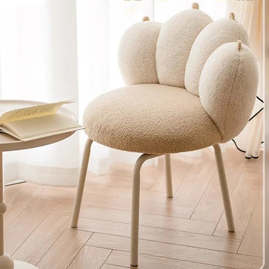 Natural metal stool with portable ottoman