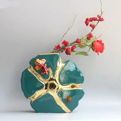 Lotus leaf shaped ceramic vase