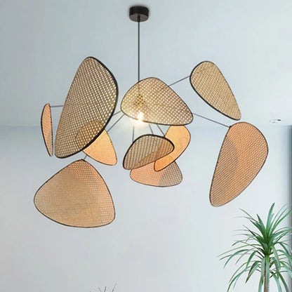 Bamboo Wood Cane Screen Chandelier