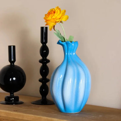 Blue Ceramic Vase Hydroponic Flower Vase