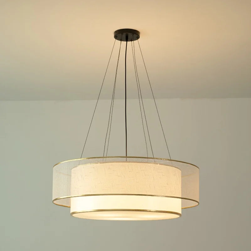 Simple circular fabric chandelier